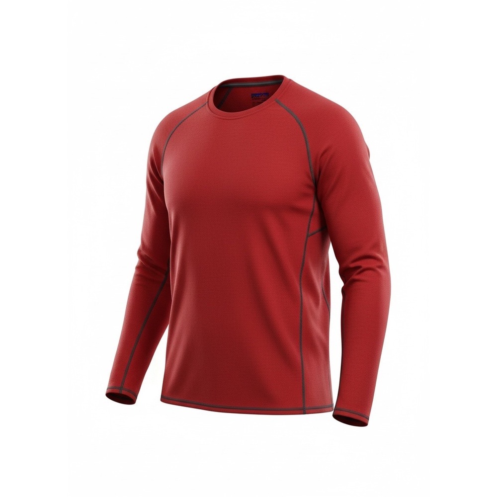 Patagonia Mens Capilene Midweight Crew Baselayer Top Red Polartec, Size Medium